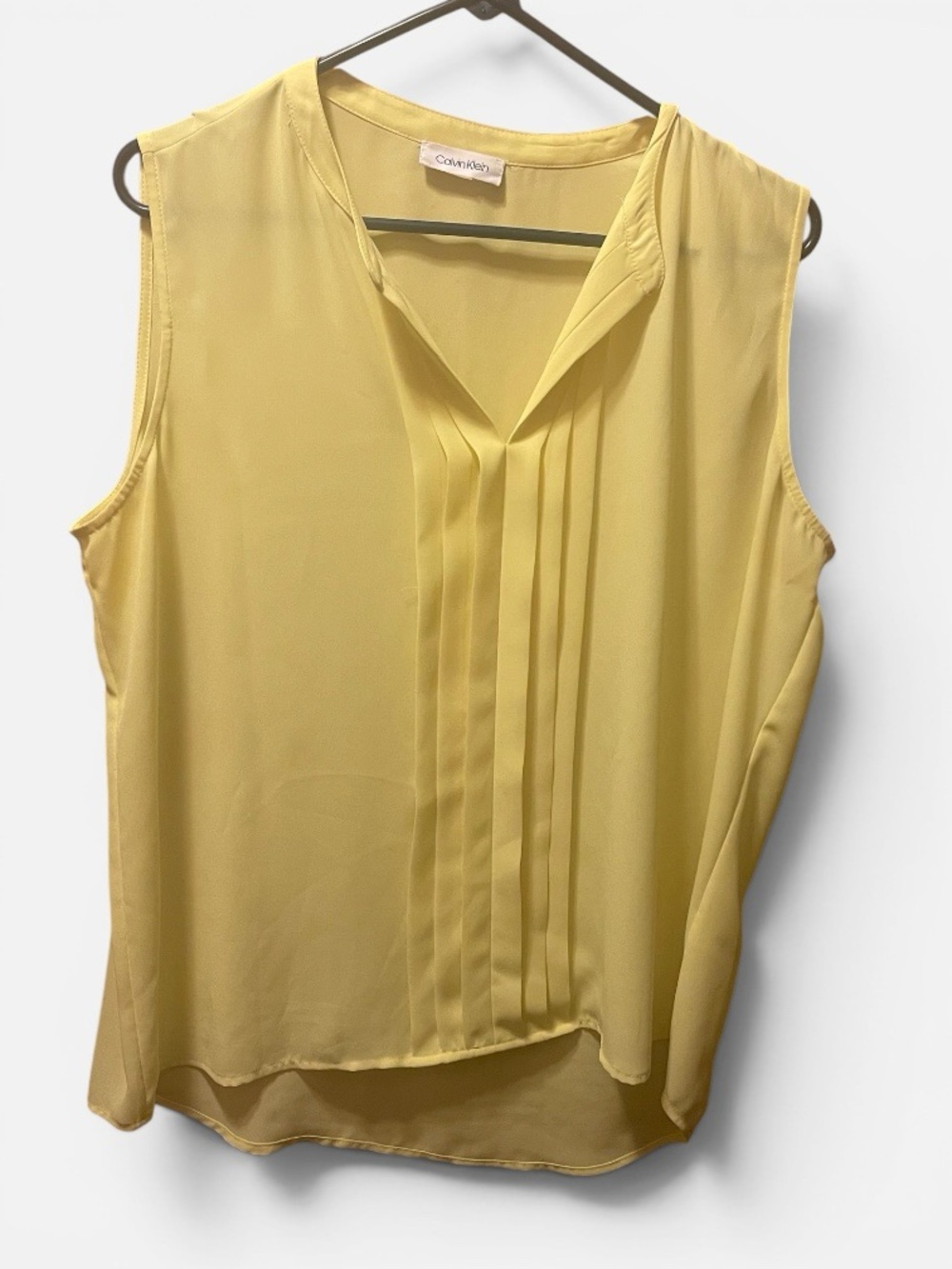 Calvin Klein Yellow Pintuck Sleeveless Camisole